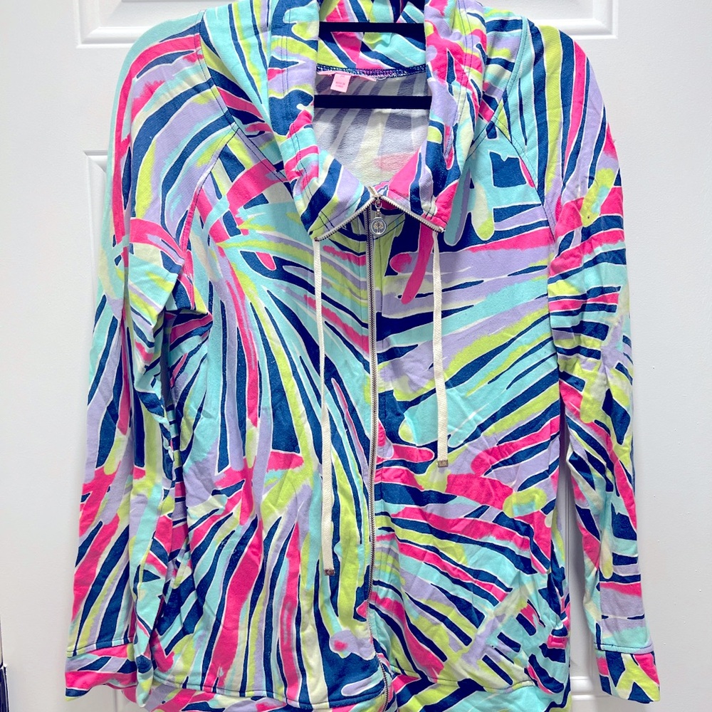 Lilly Pulitzer Angela Zip up hoodie Indigo Sea Dreamin Medium